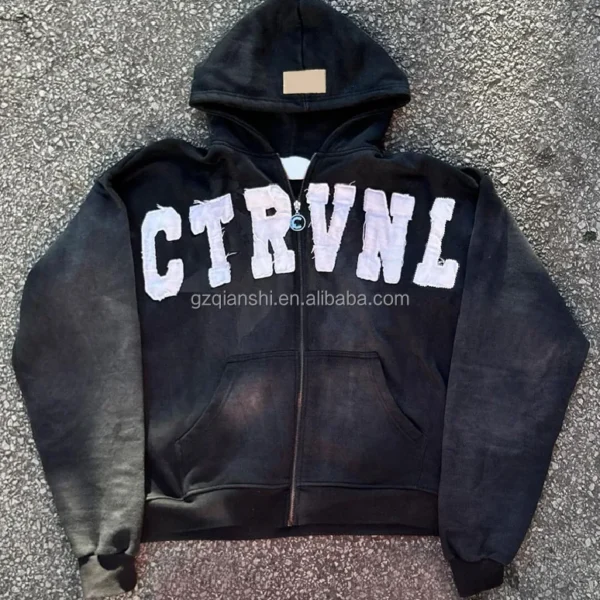 Distressed Zip Up Hoodie | StitchQuote image 01 Distressed Zip Up Hoodie product image 1