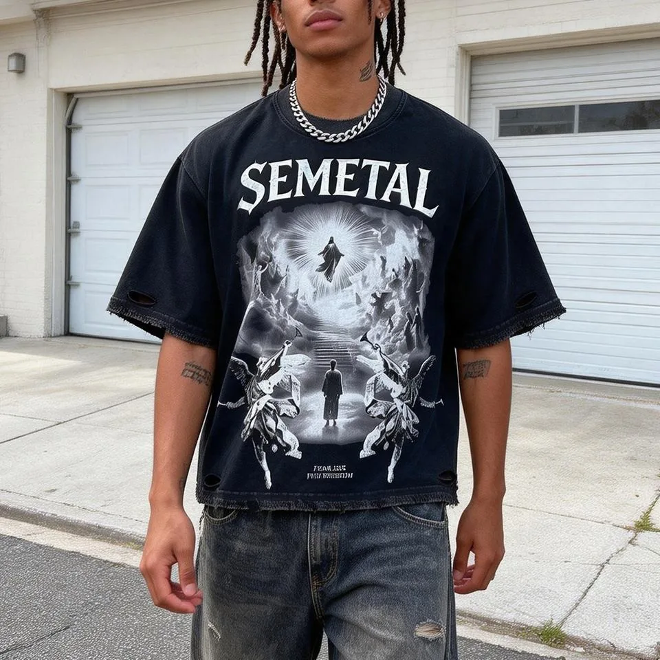 Heavyweight vintage wash oversized T-shirt sample for private label streetwear