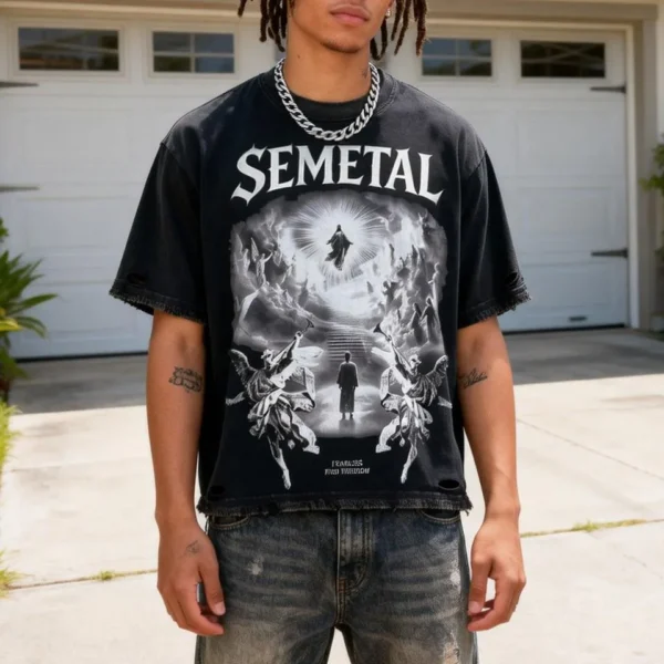 Heavyweight Vintage Wash Oversized T-Shirt product image for private label streetwear manufacturing, view 2