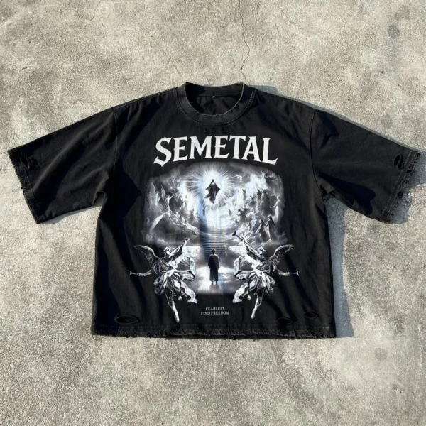 Heavyweight Vintage Wash Oversized T-Shirt product image for private label streetwear manufacturing, view 3