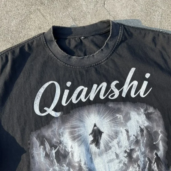 Heavyweight Vintage Wash Oversized T-Shirt product image for private label streetwear manufacturing, view 5