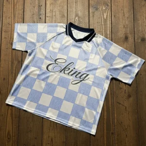Custom Sublimation Print Plaid Brand logo Name Design Trikot Fussball V-neck Retro image 1
