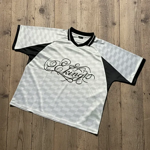 Custom Sublimation Print Plaid Brand logo Name Design Trikot Fussball V-neck Retro Custom Sublimation Print Plaid Brand logo Name Design Trikot Fussball V-neck Retro image 4