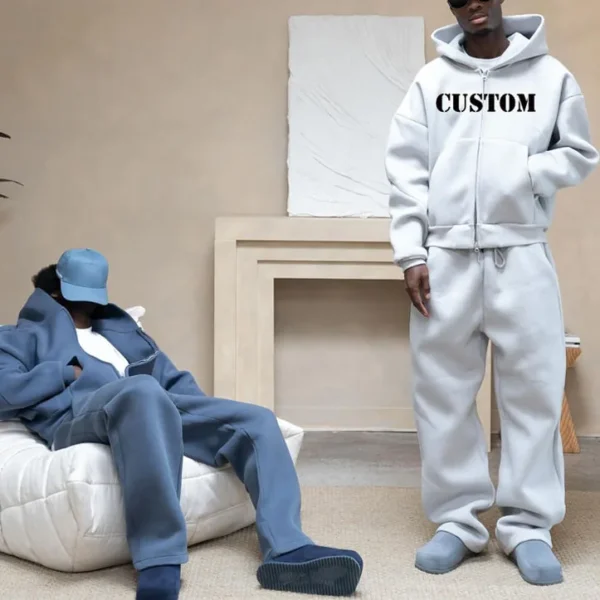 Heavyweight Zip Up Sweatsuit Set product image for private label streetwear manufacturing, view 3