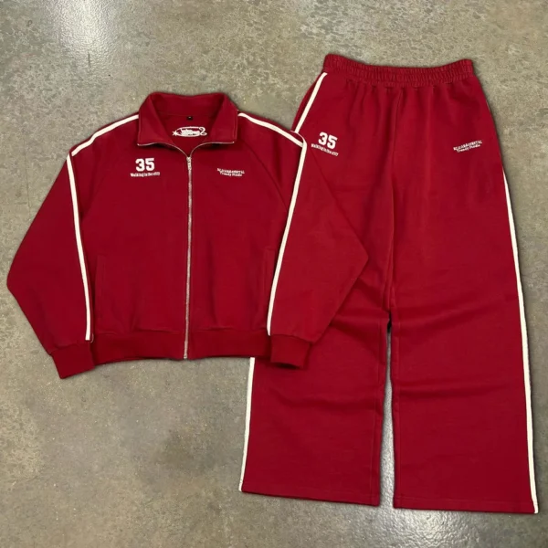 Custom Printed Stripes Sweatsuits French Terry Baggy Boxy Hoodies and Track Pants Custom Printed Stripes Sweatsuits French Terry Baggy Boxy Hoodies and Track Pants image 1