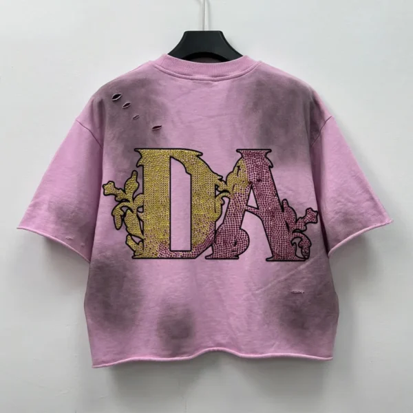 YITE Men's Cropped Unisex T-Shirt Custom 100% Cotton Vintage Rhinestones Graphic Tees YITE Men's Cropped Unisex T-Shirt Custom 100% Cotton Vintage Rhinestones Graphic Tees image 5