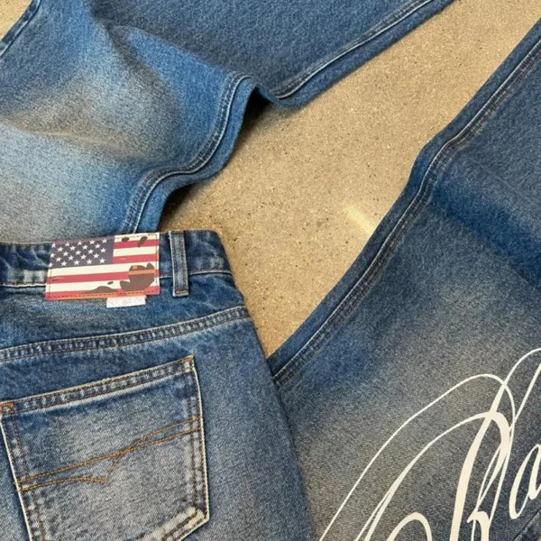 Vintage Distressed Blue Heavyweight Baggy Oversized Unisex Sun Faded Acid Washed Pants Vintage Distressed Blue Heavyweight Baggy Oversized Unisex Sun Faded Acid Washed Pants image 2