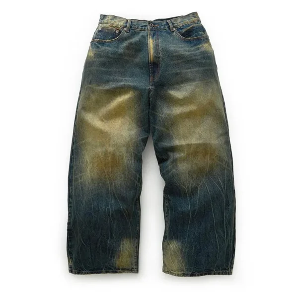 Vintage Distressed Blue Heavyweight Baggy Oversized Unisex Sun Faded Acid Washed Pants Vintage Distressed Blue Heavyweight Baggy Oversized Unisex Sun Faded Acid Washed Pants image 3