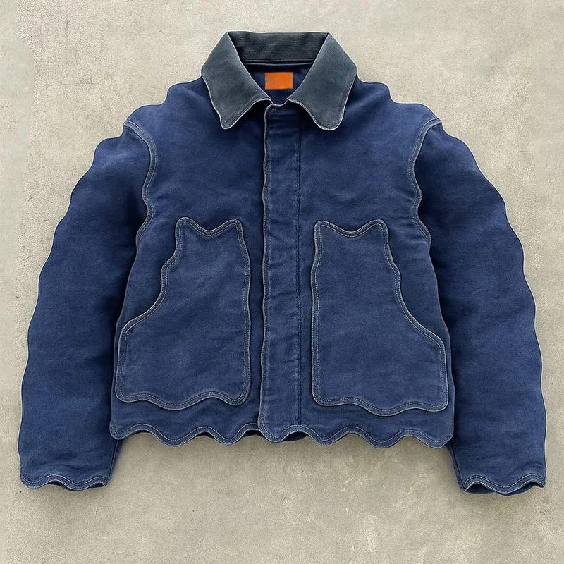 Custom patchwork denim trucker jacket for menswear streetwear brands