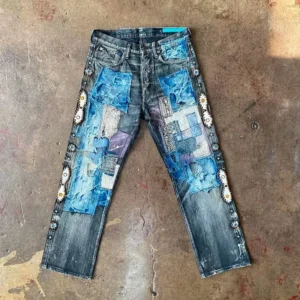 Wide Leg Patchwork Denim Jeans | StitchQuote image 01 Wide Leg Patchwork Denim Jeans product image 1