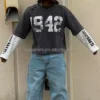 Custom Boxy Waffle Shirt Distressed Screen Printing Double Layered Long Sleeve T-shirt Custom Boxy Waffle Shirt Distressed Screen Printing Double Layered Long Sleeve T-shirt image 2