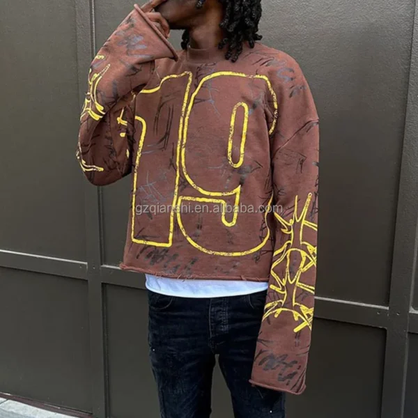 Custom Cotton Acid Washed Tee Shirt Heavyweight T-shirt Thermal Screen Printing Vintage image 5