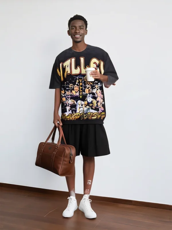 Wholesale 100% Cotton Men's T-Shirts Good Quality Low MOQ American Printing Washed image 02 | StitchQuote Wholesale 100% Cotton Men's T-Shirts Good Quality Low MOQ American Printing Washed product image for private label streetwear manufacturing, view 2