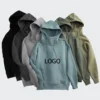 Wholesale High Quality Plain High Collar Unisex 100% Cotton Heavy Hoodie Mens image 1