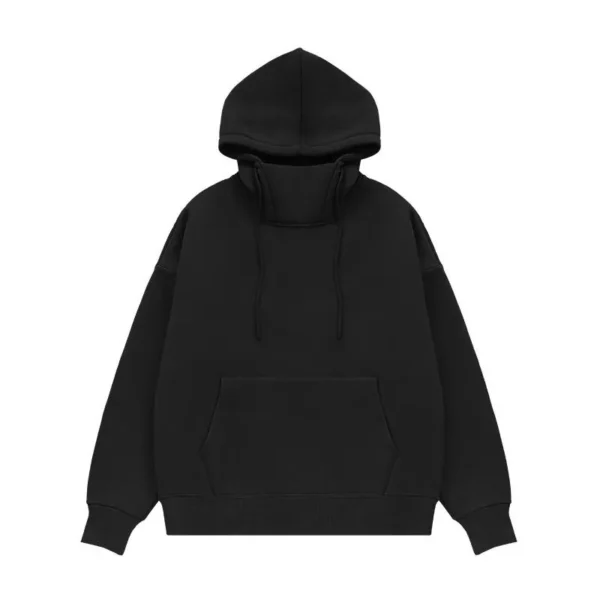 Wholesale High Quality Plain High Collar Unisex 100% Cotton Heavy Hoodie Mens image 2