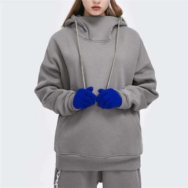Wholesale High Quality Plain High Collar Unisex 100% Cotton Heavy Hoodie Mens image 4