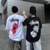 Wholesale Men's 270g Cotton Velour Solid Knitted T-Shirt Custom Brand Comfortable Breathable Wholesale Men's 270g Cotton Velour Solid Knitted T-Shirt Custom Brand Comfortable Breathable image 2