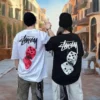 Wholesale Men's 270g Cotton Velour Solid Knitted T-Shirt Custom Brand Comfortable Breathable Wholesale Men's 270g Cotton Velour Solid Knitted T-Shirt Custom Brand Comfortable Breathable image 3