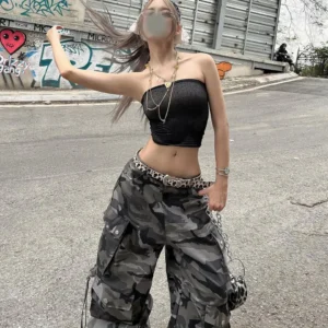 Women's American Retro High Street Casual Jean Y2K Hip-hop Style Cargo Women's American Retro High Street Casual Jean Y2K Hip-hop Style Cargo image 1