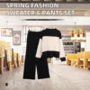 Women's Autumn Knitting Breathable Two-Piece Casual Loose Fit Sweater Dress Set image 3