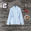 Women's Casual Blouse Full Sleeve Lapel Breathable Woven Solid Pattern Ruched Simple Women's Casual Blouse Full Sleeve Lapel Breathable Woven Solid Pattern Ruched Simple image 2