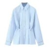 Women's Casual Blouse Full Sleeve Lapel Breathable Woven Solid Pattern Ruched Simple Women's Casual Blouse Full Sleeve Lapel Breathable Woven Solid Pattern Ruched Simple image 3