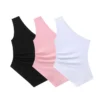 Women's Casual Fashion Asymmetric Design Tank Top Breathable Knitted Sleeveless 100% Polyester Women's Casual Fashion Asymmetric Design Tank Top Breathable Knitted Sleeveless 100% Polyester image 1