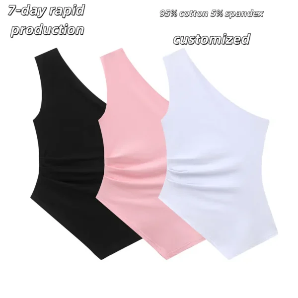 Women's Casual Fashion Asymmetric Design Tank Top Breathable Knitted Sleeveless 100% Polyester Women's Casual Fashion Asymmetric Design Tank Top Breathable Knitted Sleeveless 100% Polyester image 2