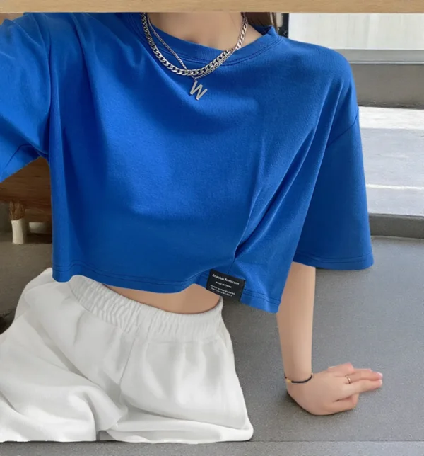 Women's Fashion-Forward 100% Cotton Top for Spring Summer Sexy Loose Slimming Exposed image 03 | StitchQuote Women's Fashion-Forward 100% Cotton Top for Spring Summer Sexy Loose Slimming Exposed product image for private label apparel manufacturing, view 3