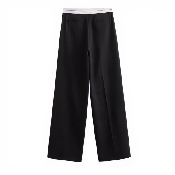 Women's High Waist Vintage Flip Design Wide Leg Trousers Autumn Fashion Casual image 1