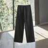 Women's High Waist Vintage Flip Design Wide Leg Trousers Autumn Fashion Casual image 2