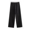 Women's High Waist Vintage Flip Design Wide Leg Trousers Autumn Fashion Casual image 4