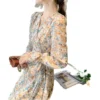 Women's New Korean Fashion Casual Dress O-Neck Long Sleeve Loose Silhouette Sexy image 1