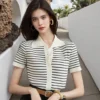 Women's Summer Casual Short-Sleeved Slim Fit Top Breathable 100% Cotton Knitted Fabric Women's Summer Casual Short-Sleeved Slim Fit Top Breathable 100% Cotton Knitted Fabric image 1
