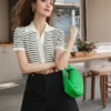 Women's Summer Casual Short-Sleeved Slim Fit Top Breathable 100% Cotton Knitted Fabric Women's Summer Casual Short-Sleeved Slim Fit Top Breathable 100% Cotton Knitted Fabric image 2