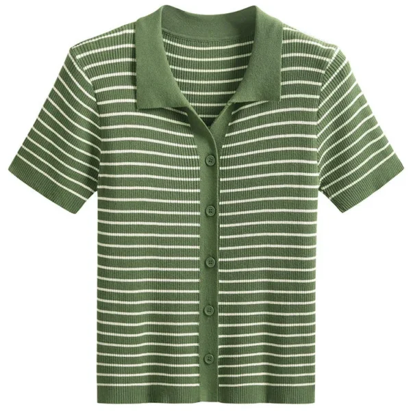 Women's Summer Casual Short-Sleeved Slim Fit Top Breathable 100% Cotton Knitted Fabric Women's Summer Casual Short-Sleeved Slim Fit Top Breathable 100% Cotton Knitted Fabric image 3