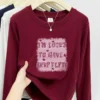 Women's Trendy Solid Color Long-Sleeved T-Shirt Autumn Winter Regular Fit O-Neck Knitted Women's Trendy Solid Color Long-Sleeved T-Shirt Autumn Winter Regular Fit O-Neck Knitted image 3