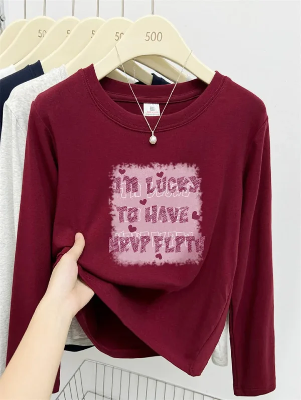 Women's Trendy Solid Color Long-Sleeved T-Shirt Autumn Winter Regular Fit O-Neck Knitted Women's Trendy Solid Color Long-Sleeved T-Shirt Autumn Winter Regular Fit O-Neck Knitted image 3