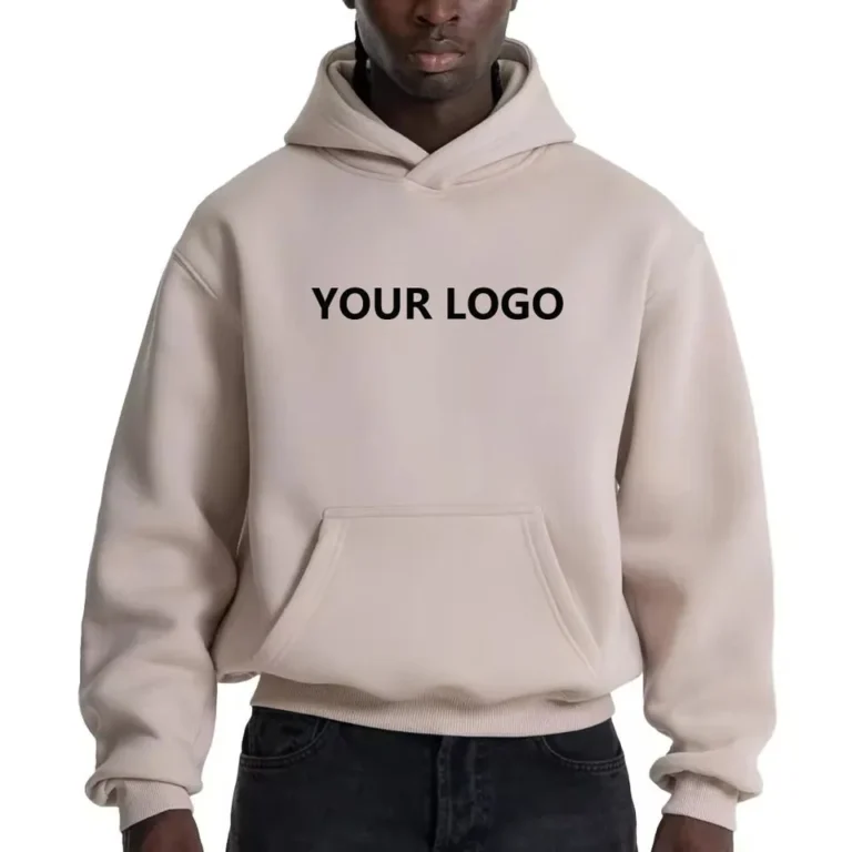 Front view of a 420 GSM boxy hoodie in heavyweight cotton fleece