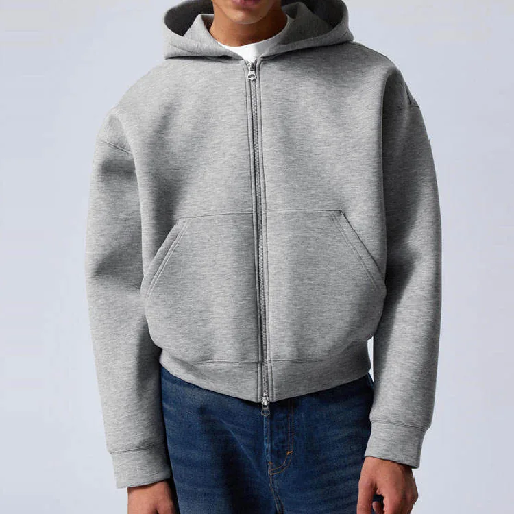 Heavyweight French terry zip-up hoodie sample for men's streetwear