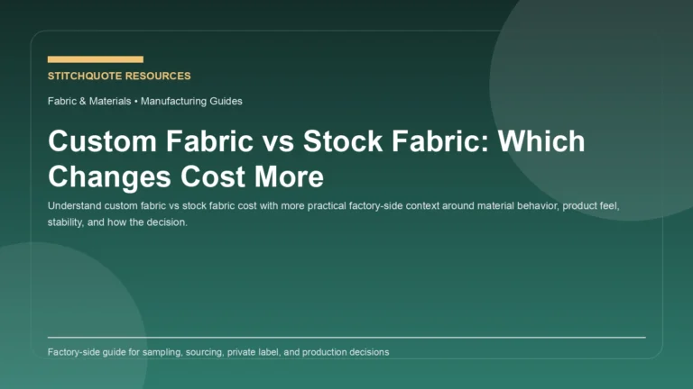 Cover image for the StitchQuote guide Custom Fabric vs Stock Fabric: Which Changes Cost More