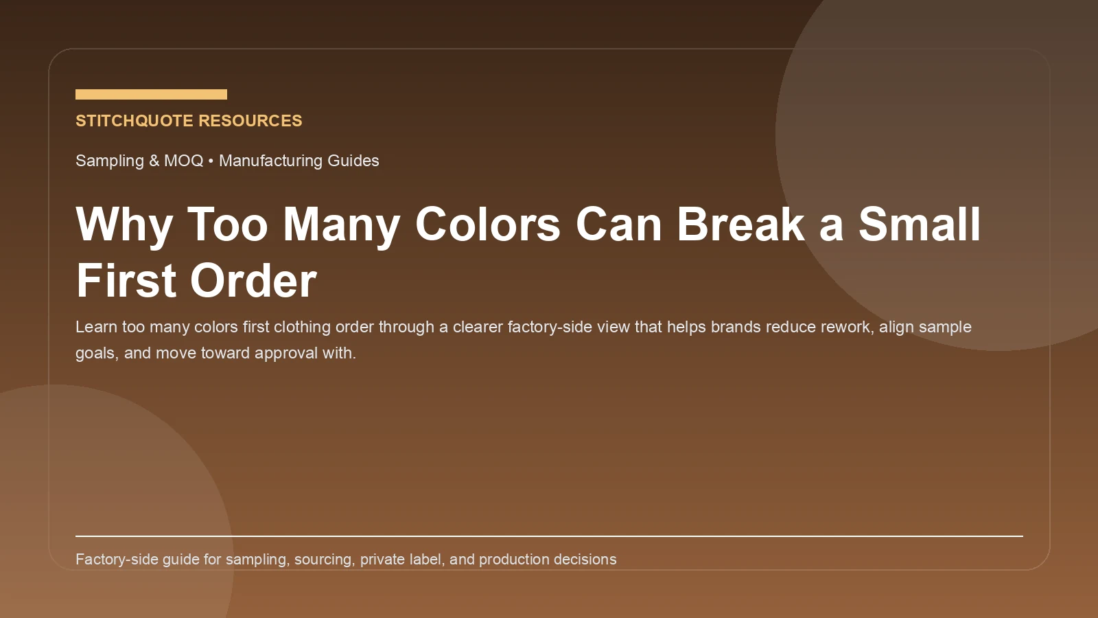 Why Too Many Colors Can Break a Small First Order