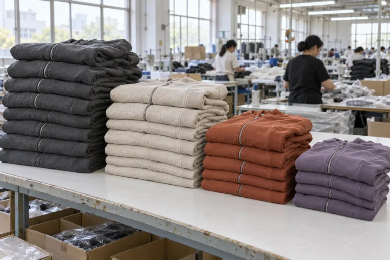 Photorealistic apparel factory documentary photograph
