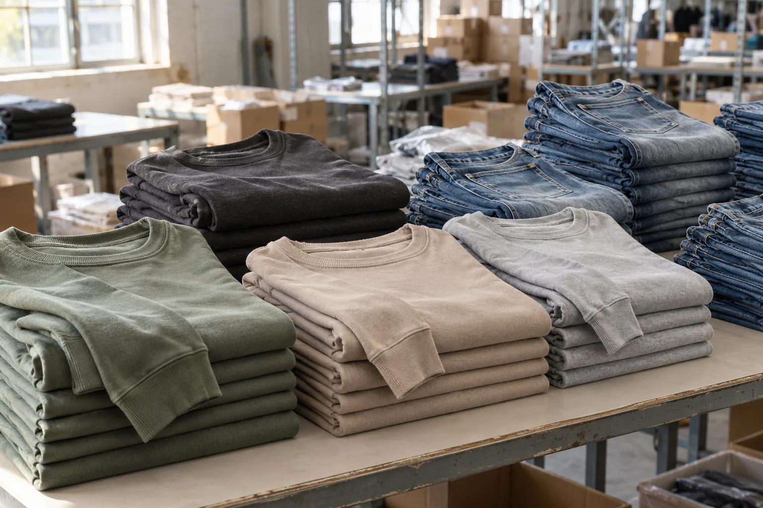 Photorealistic apparel manufacturing documentary photograph