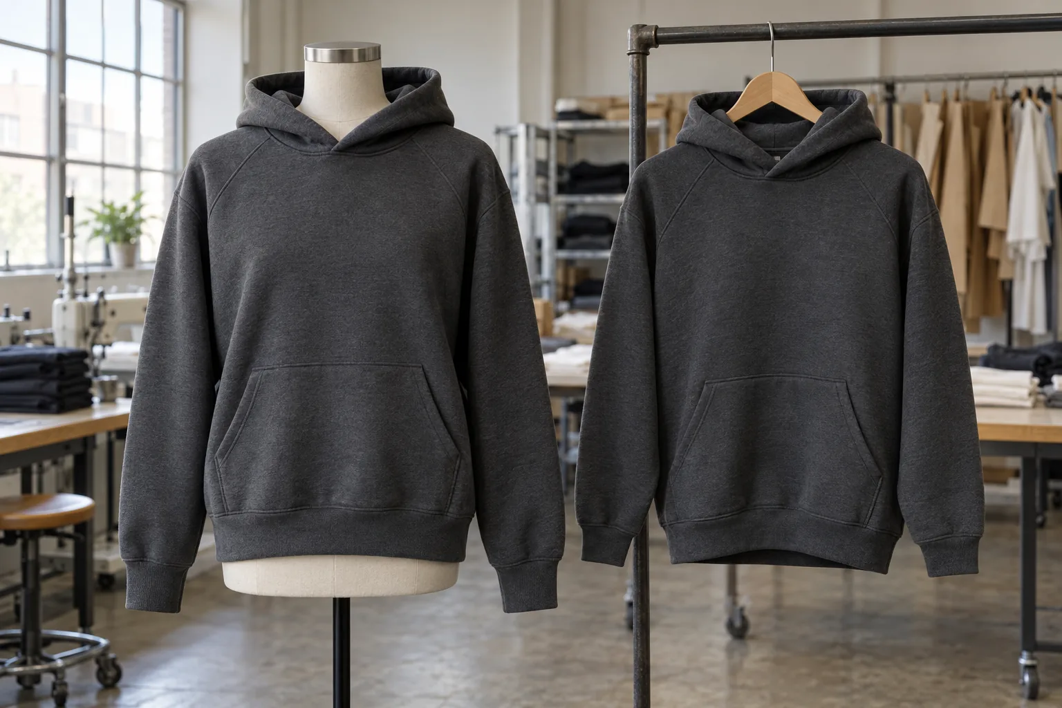 Photorealistic apparel factory documentary photograph