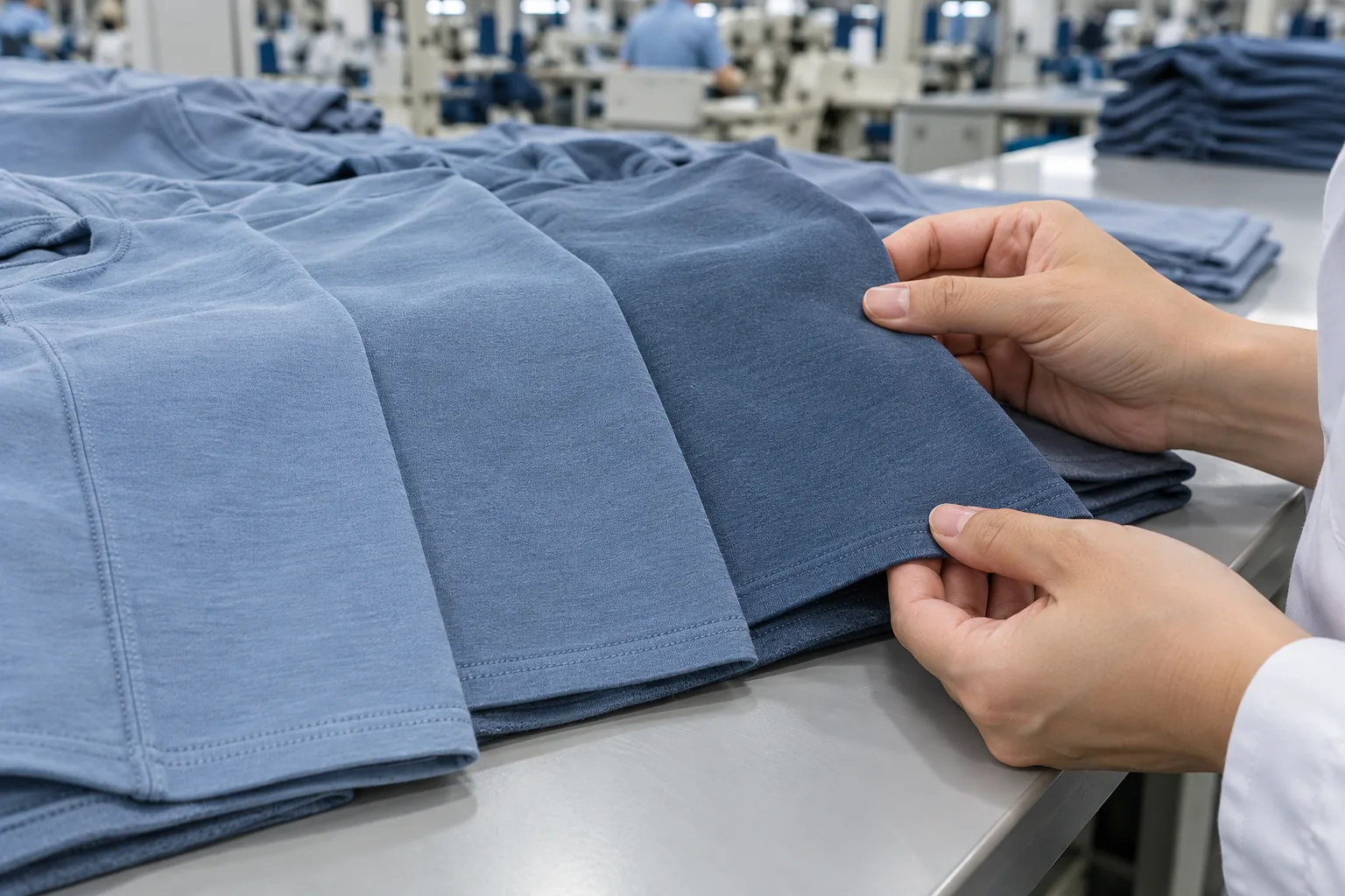Denim jacket panels arranged to compare body, sleeve and pocket shades
