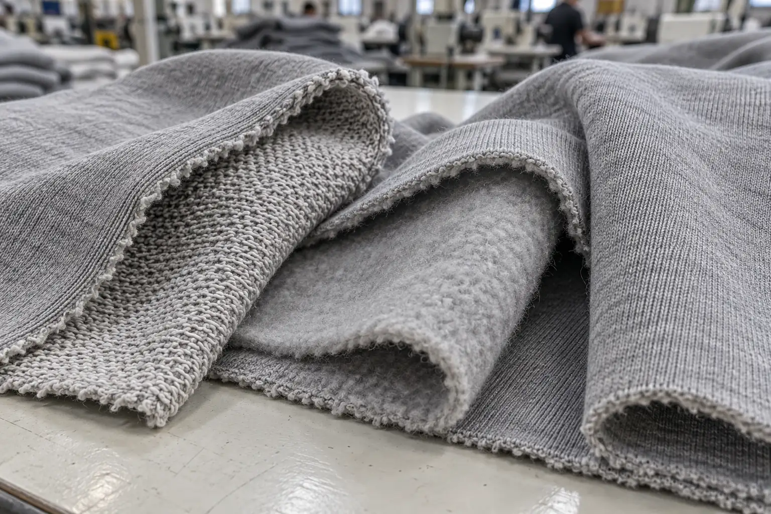 French terry loops and brushed fleece interiors compared beside smooth outer faces