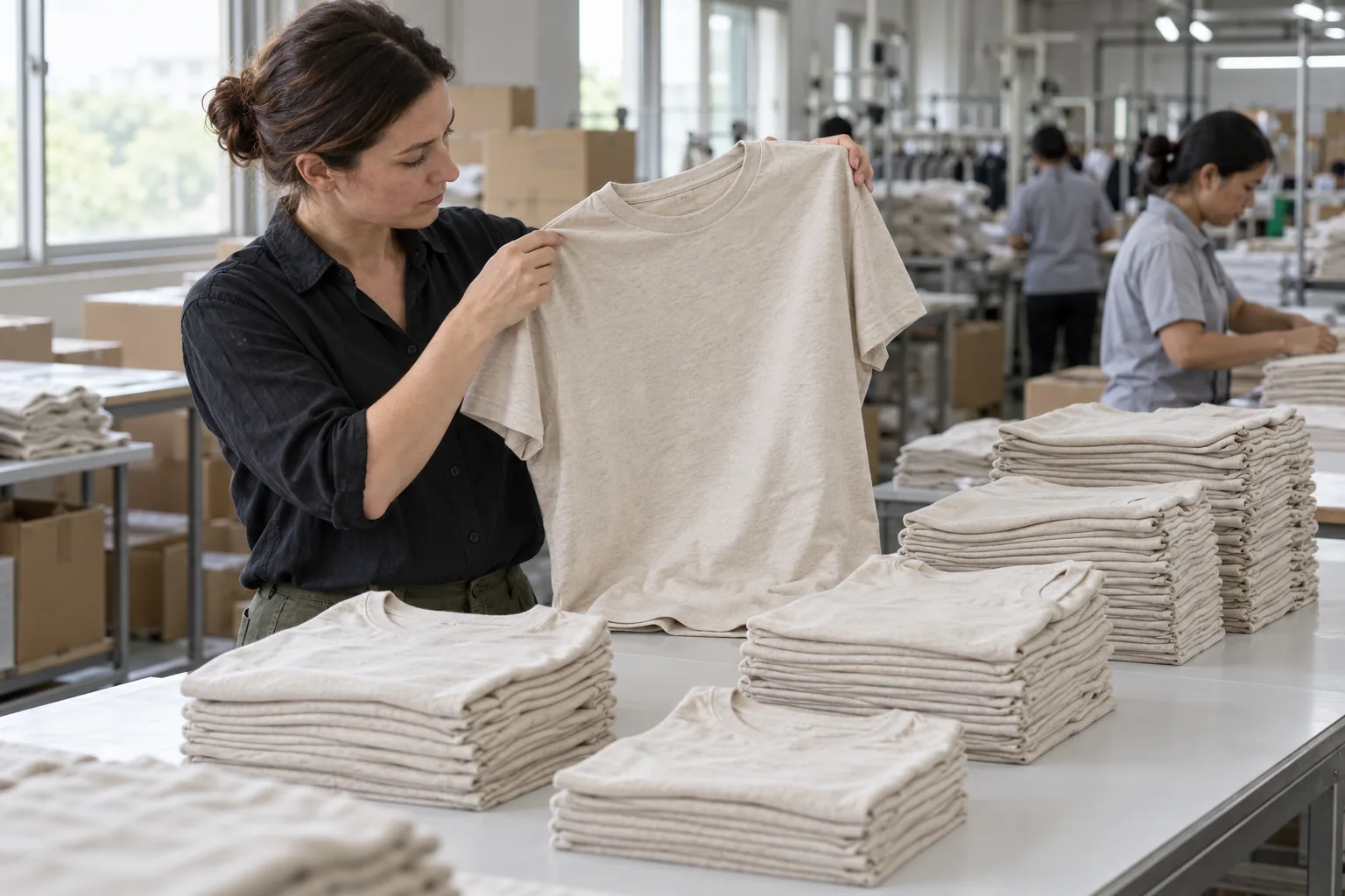 Photorealistic apparel factory documentary photograph