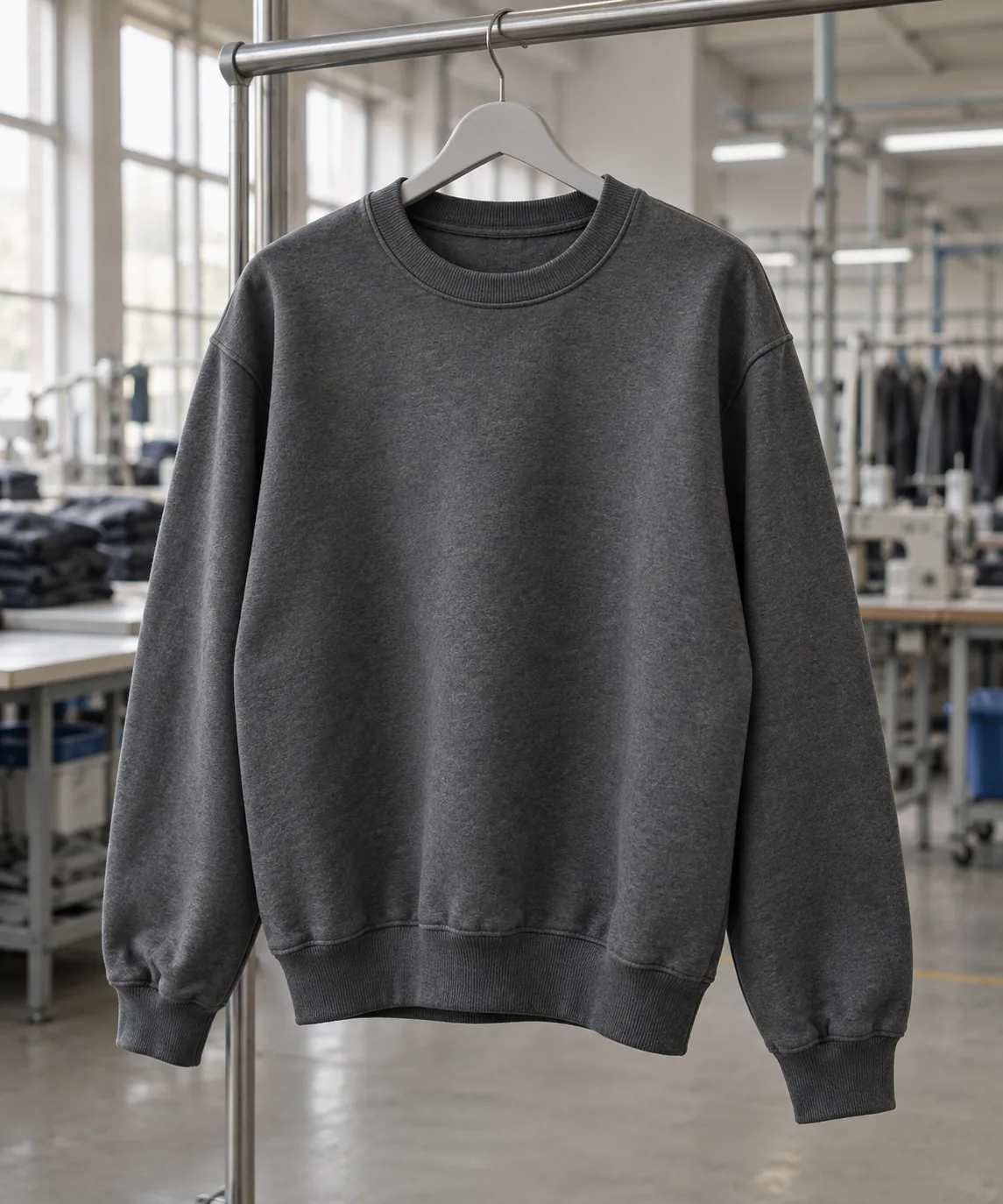 Photorealistic apparel factory documentary photograph