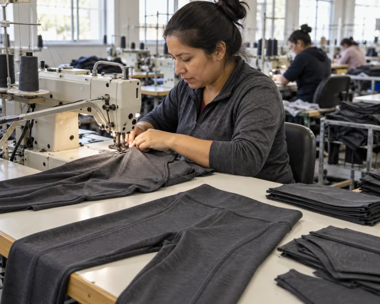 Photorealistic apparel factory documentary photograph